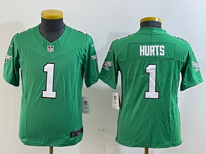 Youth 2025 Philadelphia Eagles 1 Hurts green Nike NFL jersey style 7